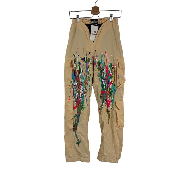 NWT Vareene Khaki V-Cut Pants Paint Splatter Streetwear Y2K – $225 Orig - Picture 1 of 10